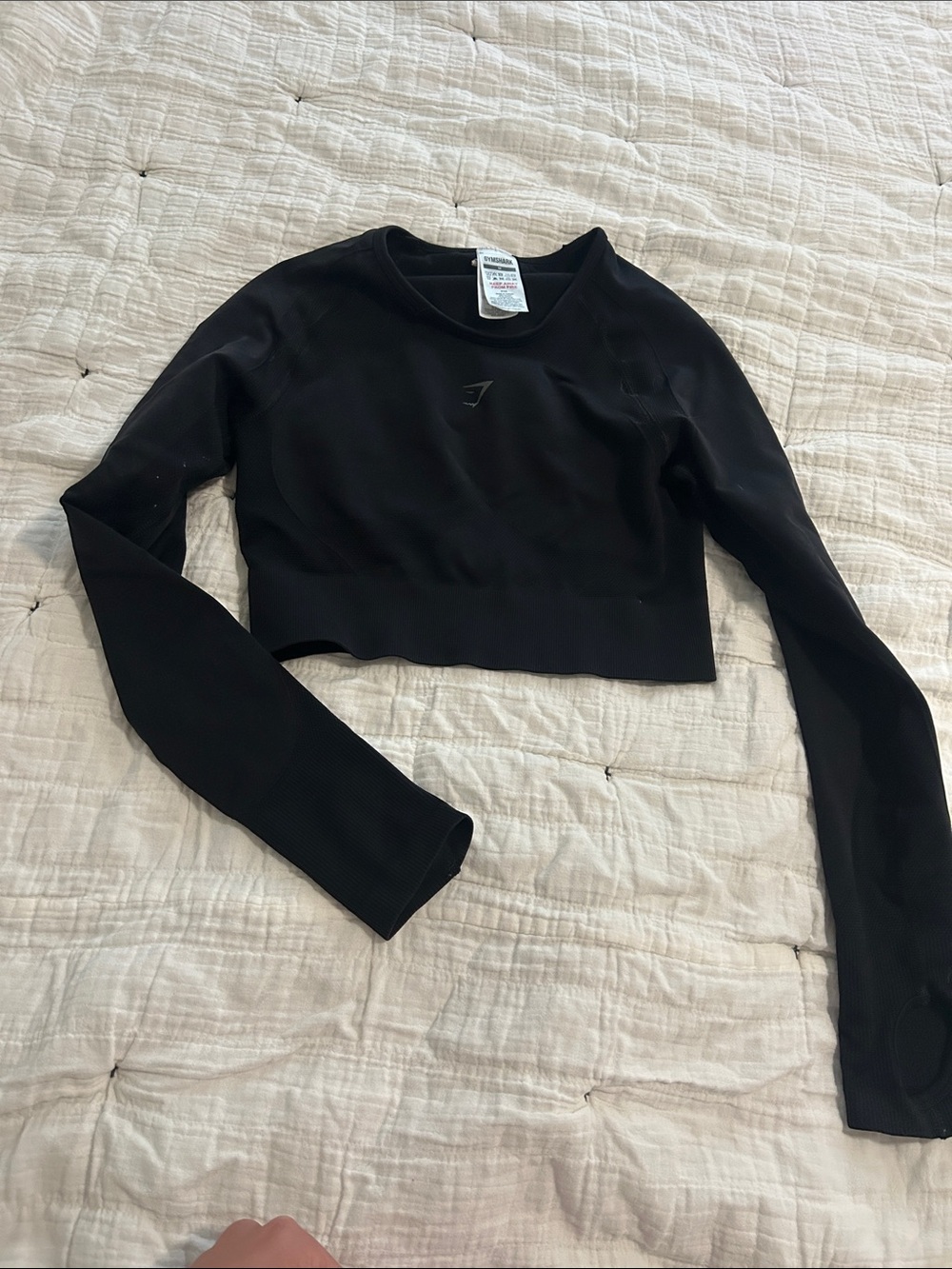 Gymshark Black Long Sleeve Cropped Athletic Top